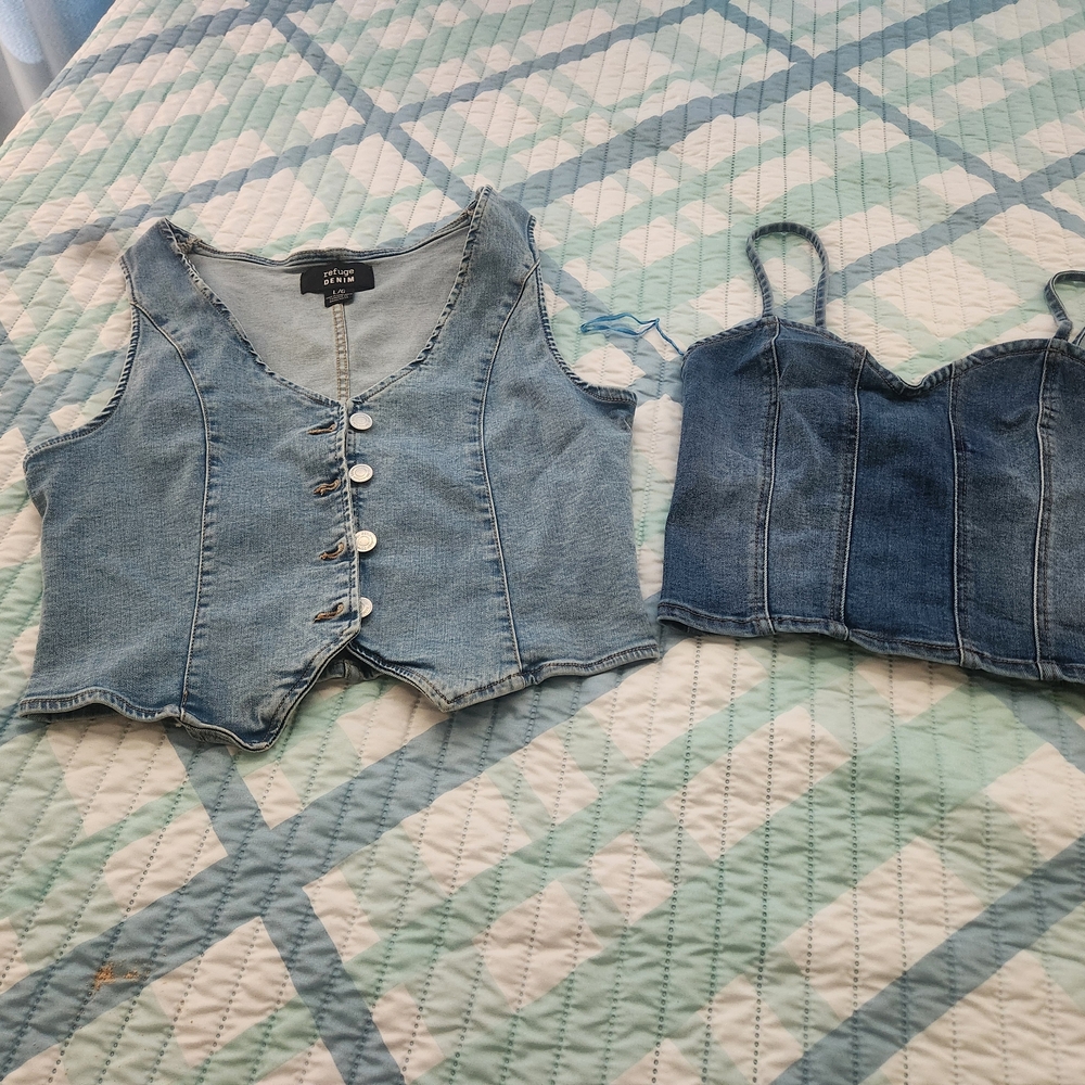 refuge Two-Piece Light & Medium Blue Denim Set